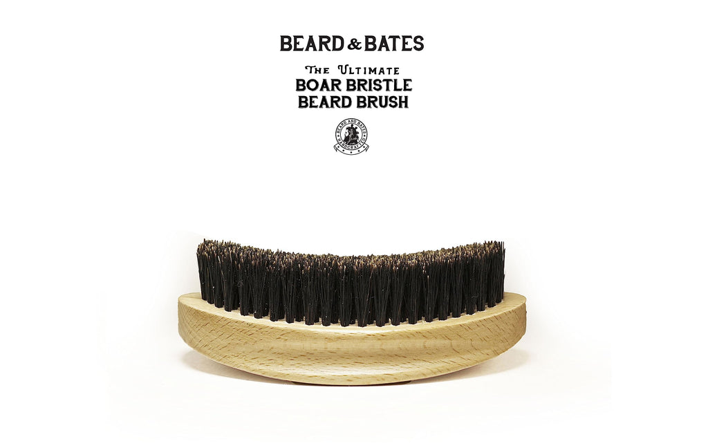 The Ultimate Boar Bristle Beard Brush | Handcrafted, Barber Grade, X-Large Full Size, Firm Bristles, Contoured Beech Wood Handle, Curved Wave Brush