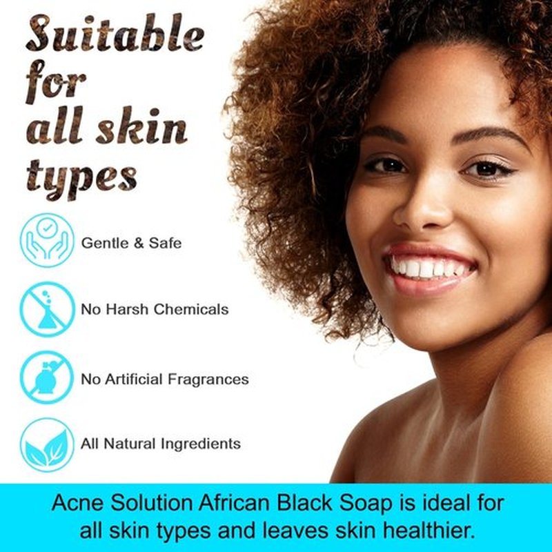 It's Pure Natural African Black Soap Bars with Acne Solution (Pack of 3) Organic Raw Soap for Face & Body, Acne Treatment & Dark Spot Remover [Made in Ghana]
