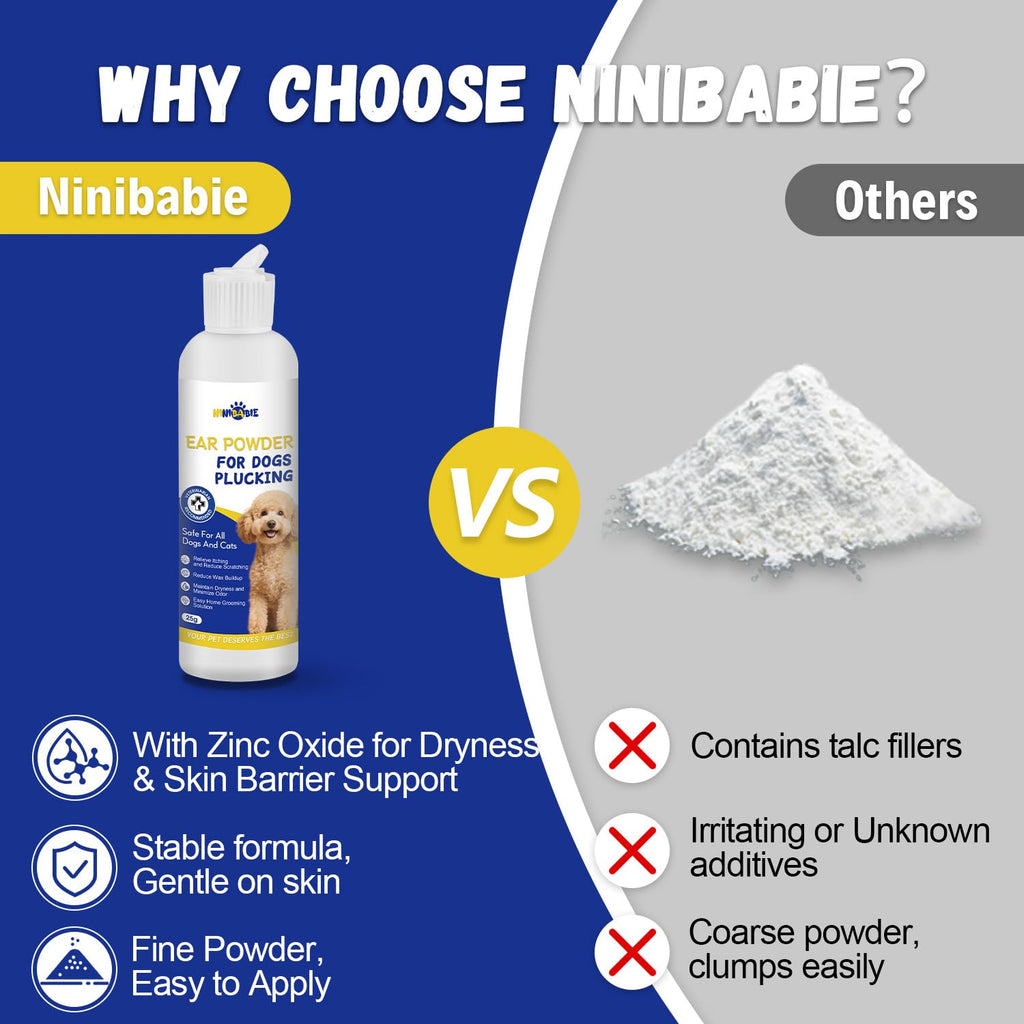 Ninibabie Dog Ear Powder for Hair Removal – Grooming Grip Powder for Poodles & Doodles, Grooming Aid for Pet Ear Cleaning