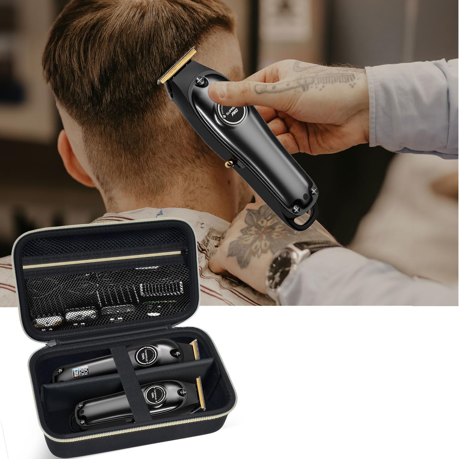 Case Compatible with Novah for Ufree for KIKIDO for GLAKER for FADEKING for GSKY for Romanda Professional Hair Clippers, Beard Trimmer Grooming Storage Holder for Hair Trimmers Set (Box Only)-Black