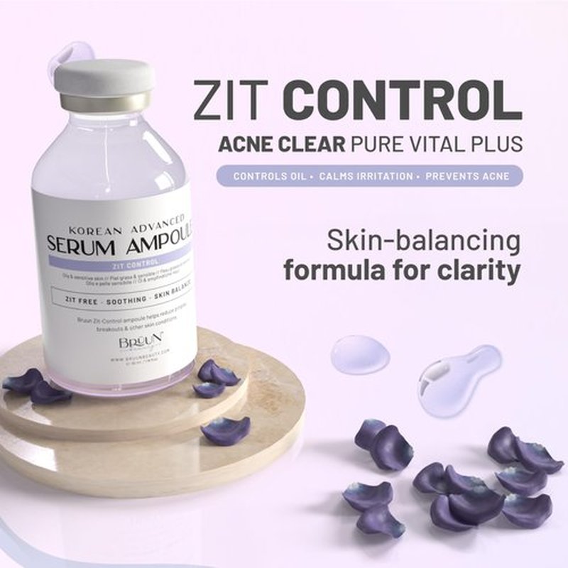 BRÜUN AC - Control Clear and Pure Vita Plus Ampoule - Micro Needling Korean Booster for Face and Body to Use with and without Derma Pen Microneedling Skin Care Serum 1.18 oz