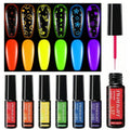TWOEIGHT Gel Nail Polish Liner Nail Art 6 Colors 8ml Soak off UV Pigmented Built Thin Brush in Bottle Manicure DIY at Home Salon Quality Gift for Women noctilucent Red Orange Yellow Green Blue Purple