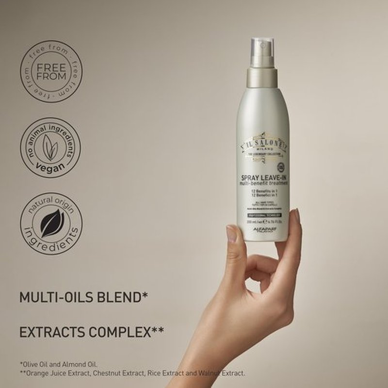 Il Salone Milano Professional 12-In-1 Leave-In Hair Treatment - Heat Protectant - Detangling Spray - Frizz Control - Repairs Hair Breakage - Nourishes - For All Hair Types (6.76 fl oz / 200 ml)