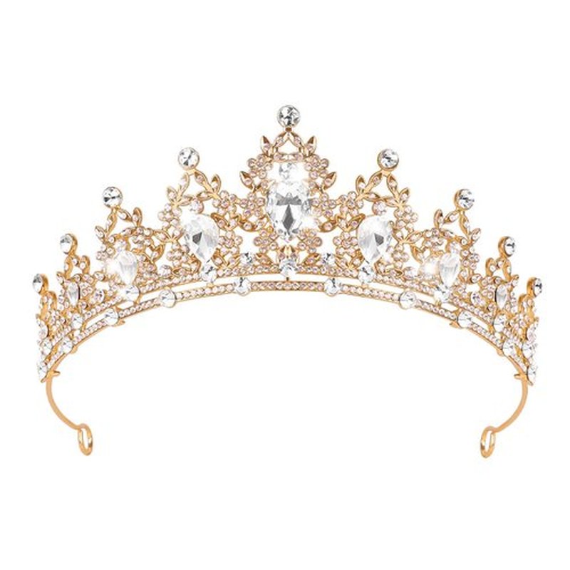 Tiara for Women, Crown and Tiara for Girl Princess, Bride Wedding Happy Birthday Halloween Cosplay Hair Accessories Decorations (Gold)
