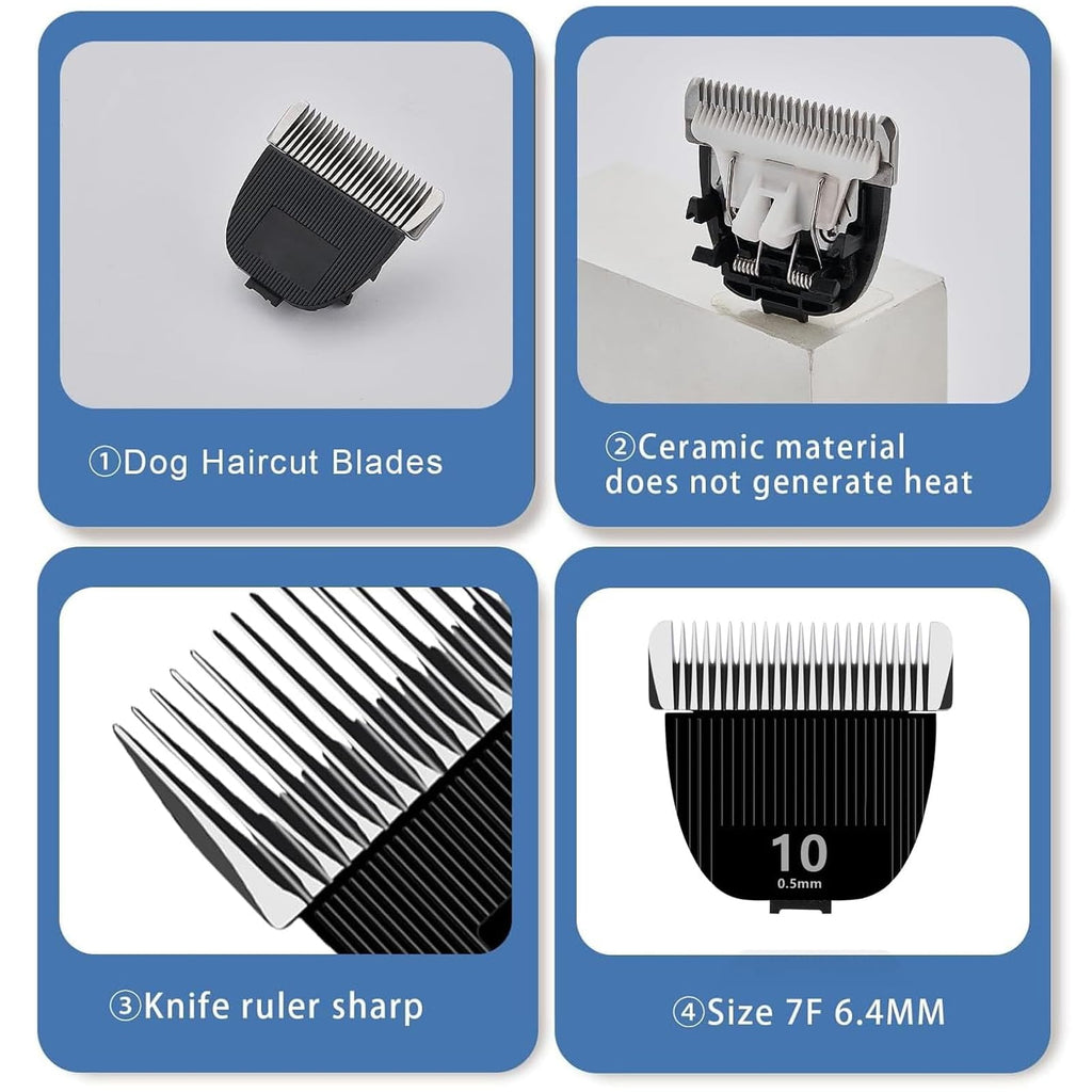 TGSBHIO 3PCS Replacement Blade for nebot P1 Pro Pet Grooming Kit & Vacuum,Size-10 Cut Length 1/50"(0.5mm),Made of Ceramic Blade & Stainless Steel Blade