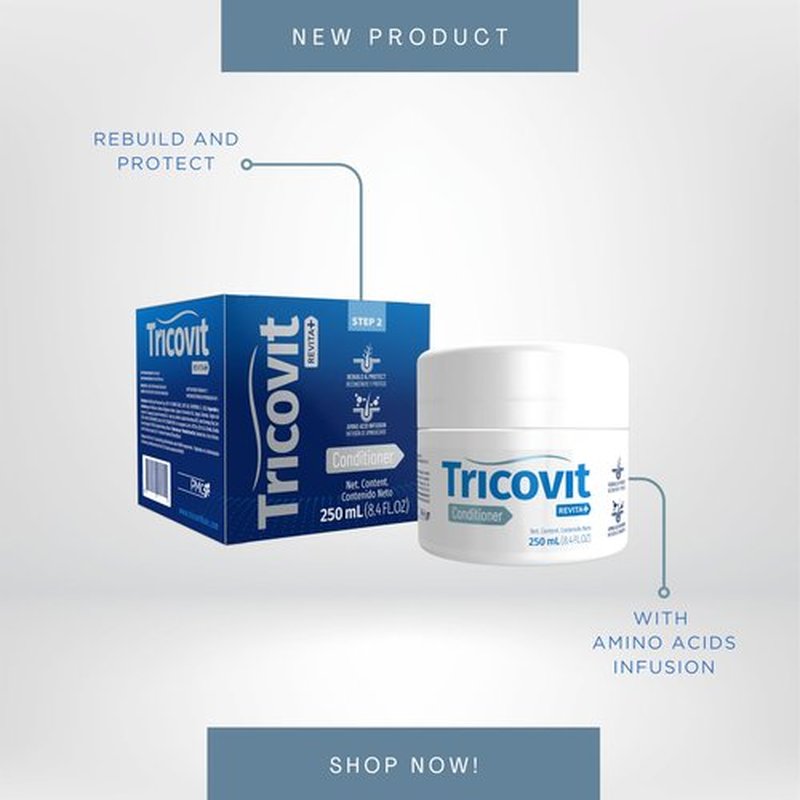 Tricovit Revita+ Hair Conditioner - Moisturizing Hair Care Treatment with Keratin Protein Amino Acids & Pantothenic Acid to Strengthen, Repair, and Add Shine to Strands (8.45 fl oz)