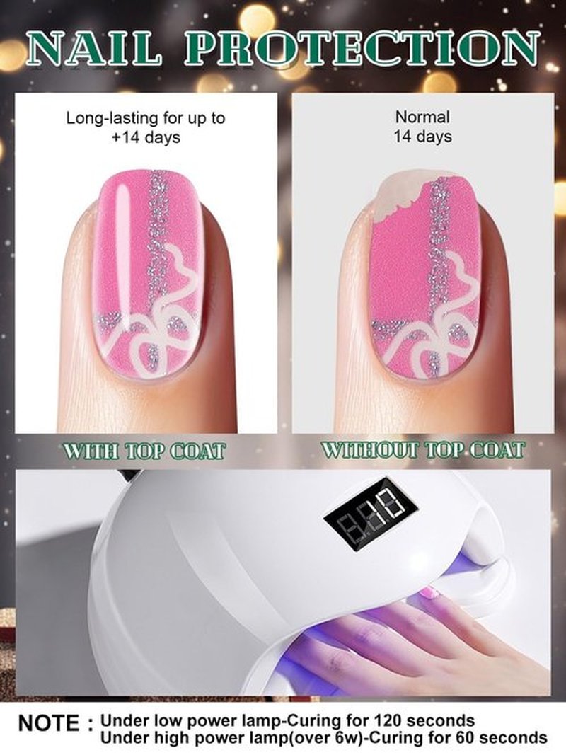 EBANKU 24PCS Christmas Semi Cured Gel Nail Strips, Tree Stickers Adhesive Pink Glitter UV Wraps Snowflake Polish Strips With File and Stick for Holiday Manicure