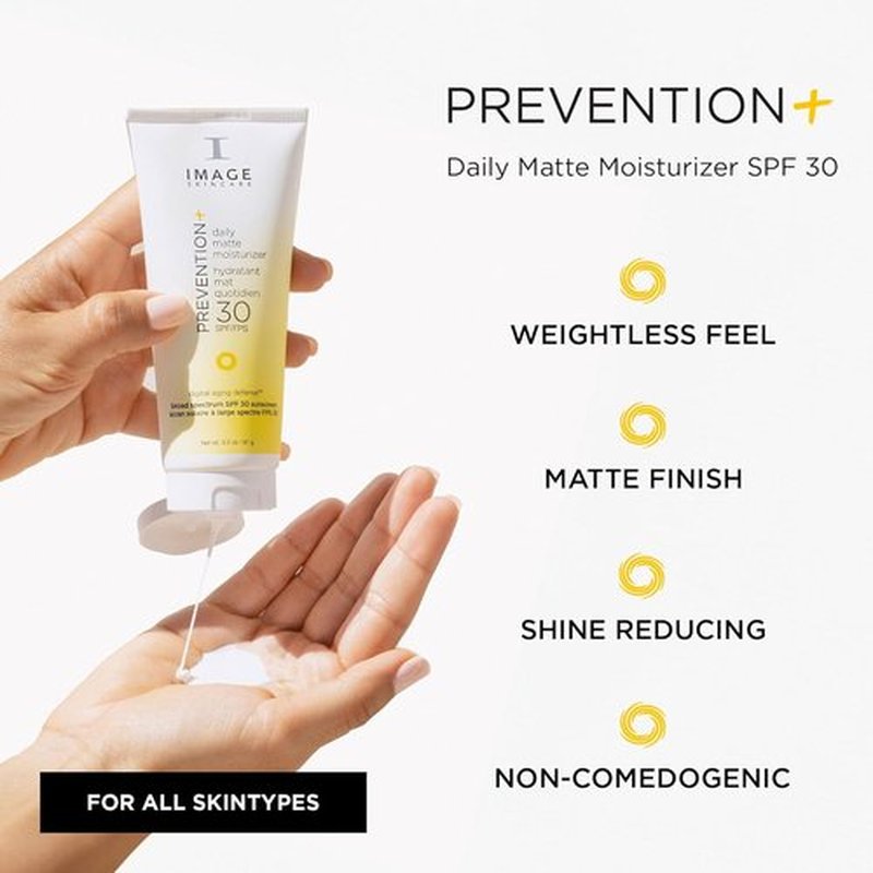IMAGE Skincare Prevention+ Daily Matte Moisturizer SPF 30 - Zinc Oxide Mattifying Face Lotion | 3.2 oz