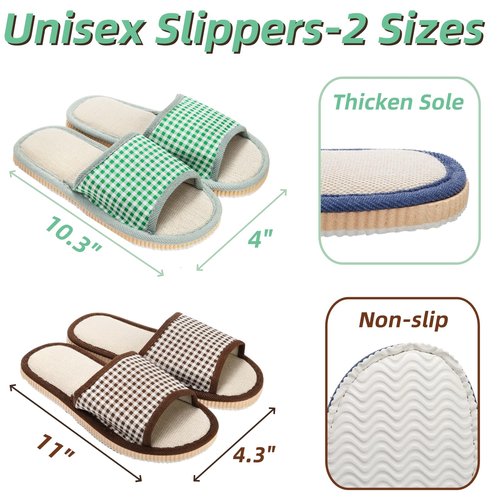 Eorbow 10 Pairs Washable House Slippers for Guests, Disposable Indoor Slipper with Thick Sole, Non Slip Open Toe Slipper, Spa Slipper Bulk for Home, Hotel, Bedroom, Travel, Unisex Universal Size