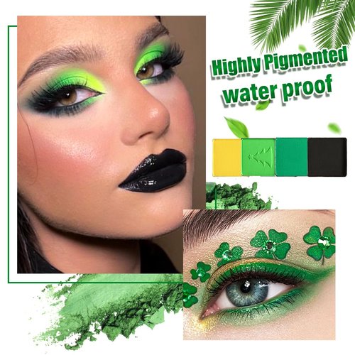 Afflano Green Eyeshadow Palette Christmas Makeup Gift, Multichrome Red Green Eyeshadow Palette High Pigmented, Emerald Forest Glitter green Eye Shadow White Black Lime Teal Blue Witch FX Xmas Makeup