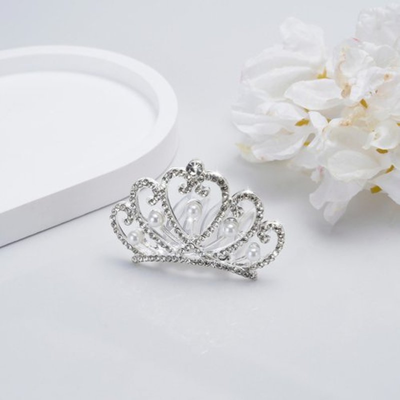JINYEAH Mini Crowns Pearl Tiaras Mini Tiara Headband Rhinestone Princess Hair Accessories Tiny Crown Hair Clip Small Tiara Crown Headband for Women Birthday Party Halloween Wedding Doll Decor 3pcs
