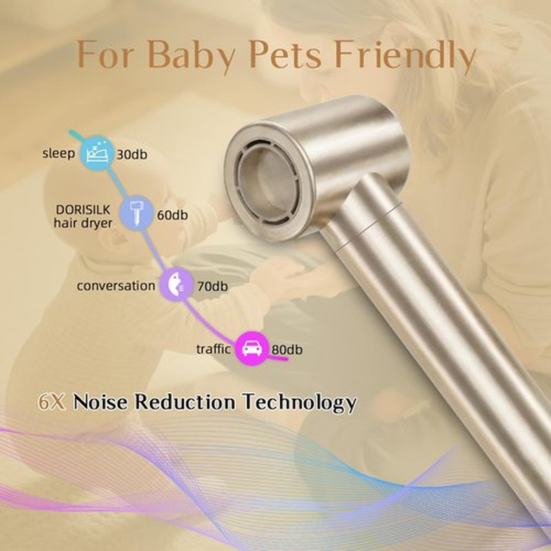 DORISILK 8 in 1 Hair Styler & Hair Dryer Brush Blow Dryer, 110,000 RPM High-Speed Hot Brush Styler, Ionic Smooth Cepillo Secador de Cabello Multi Straightener Curler Volumizer Dryer, Champagne Gold