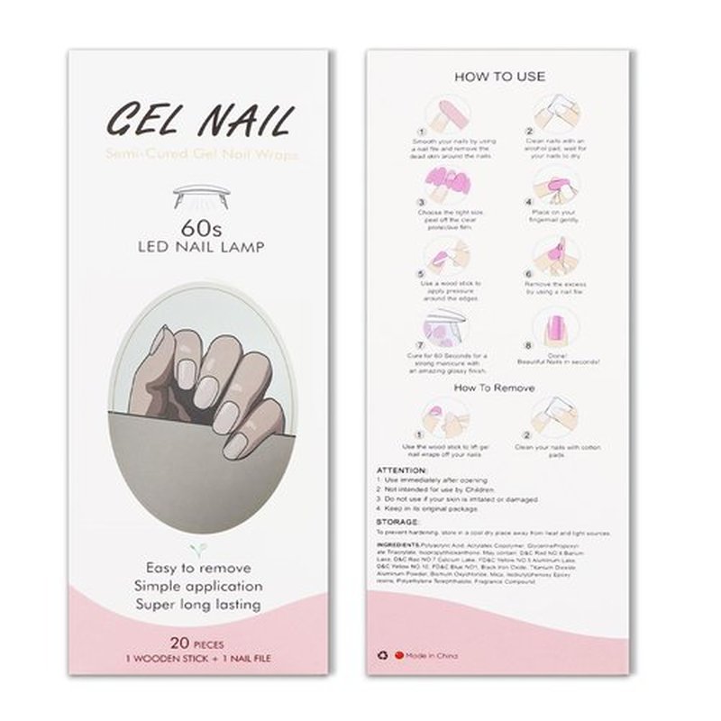 JMEOWIO Gel Nail Stickers Cream Brown Semi Cured Gel Nail Strips Wraps UV/LED Nail Supplies Nail Art Design Decoration Accessories