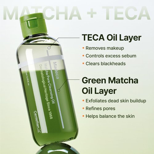 CENTELLIAN 24 Madeca Matcha Cleansing Oil (6.76fl oz) – Two-Tone TECA & Jeju Matcha Deep Cleanser for Pores, Sebum & Blackheads, Waterproof Makeup Removal, Korean Skincare