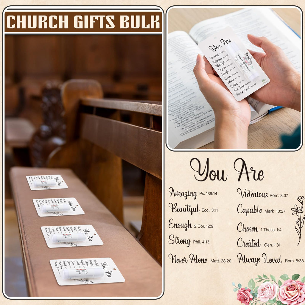 Sacubee 15 Pack Christian Gifts Bulk for Women Men Religious Lip Balms Bulk Church Party Favors Christmas Party Gifts Stocking Stuffers Bible Verse Study Supplies for Employee Staff Coworkers