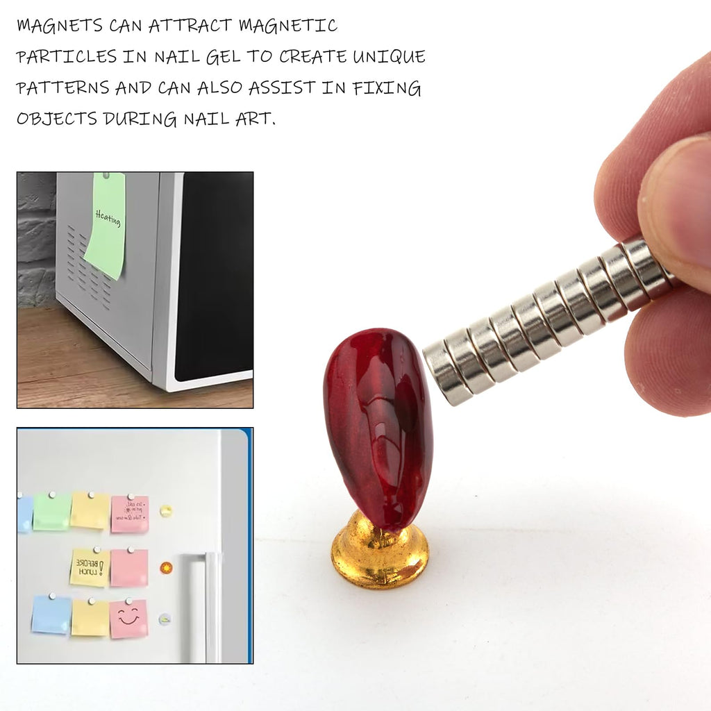 XEAOHESY 100pcs 8x3mm Mini Round Magnets for Acrylic Nail Clippers, Measuring Artificial Nail Length, Refrigerator Magnets, Neodymium Magnet for Crafts, Cabinets, Office Supplies
