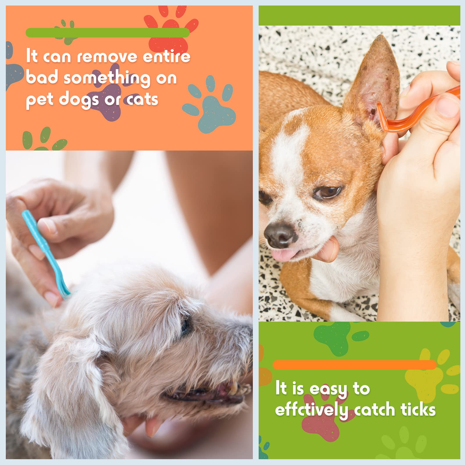 Kittmip 48 Pack Tick Removal Tool Tick Remover for Dogs, Cats and Humans Plastic Tick Puller Tick Grabber, 3 Sizes (Green, Rose Red, Orange, Blue)