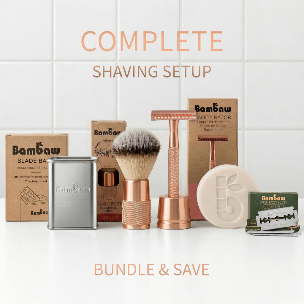 Bambaw - Synthetic Shaving Brush Rose Gold | Vegan Shaving Brush | Razor Bumps Treatment for Women | Shaving Brush in Metal for Ingrown Hair and Razor Burn Treatment| Pre Shave Exfoliator for Women