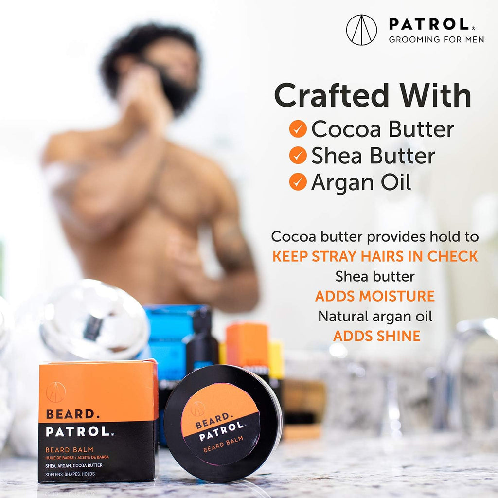 Bump Patrol Beard Patrol Beard Balm for Men – Mustache Softener and Tamer with Argan Oil, Shea & Cocoa Butter, Softens, Strengthens, and Controls Mustaches – Lemongrass Scent - Pack 1
