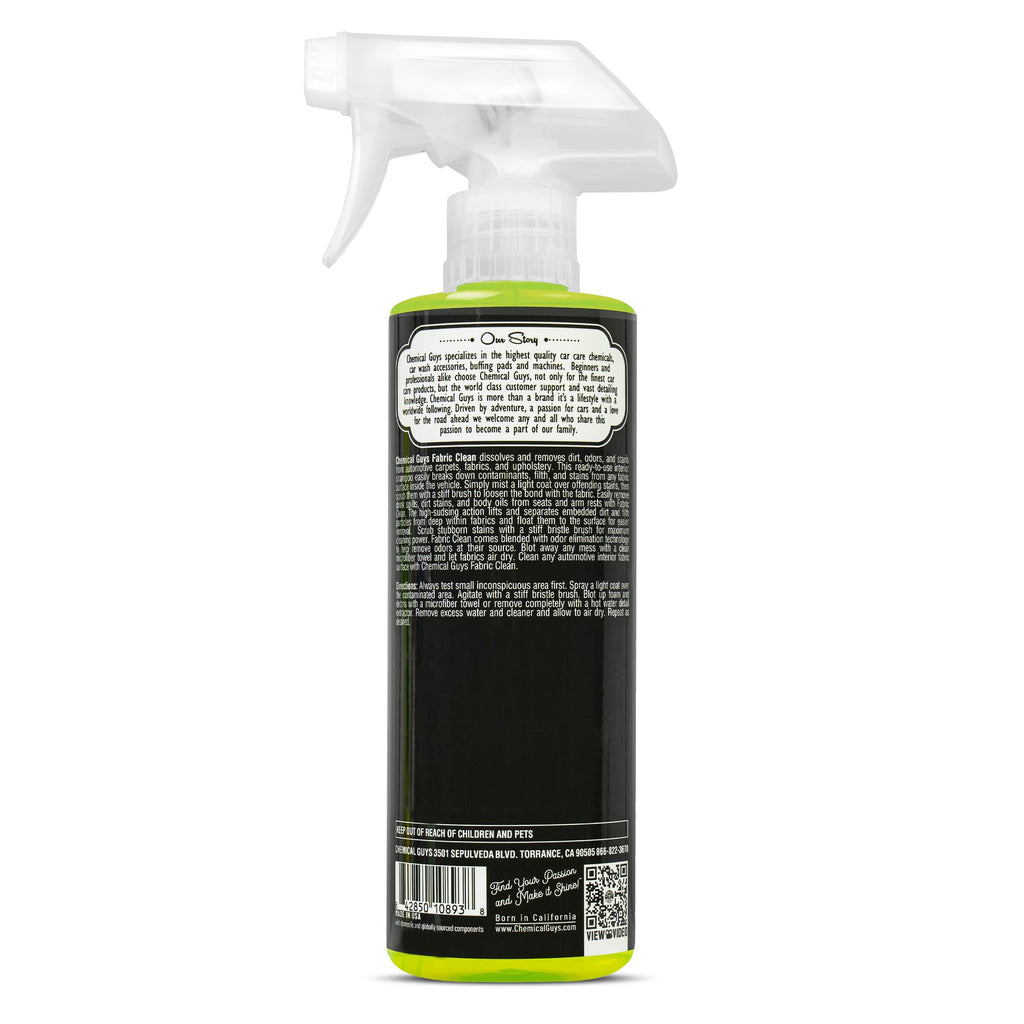 Chemical Guys Foaming Citrus Fabric Clean Carpet & Upholstery Cleaner - Car Carpet Cleaner Spray for Seats and Floor Mats, Removes Stains &Odors, Safe for Cars, Home and Office, 16 oz Citrus Scent