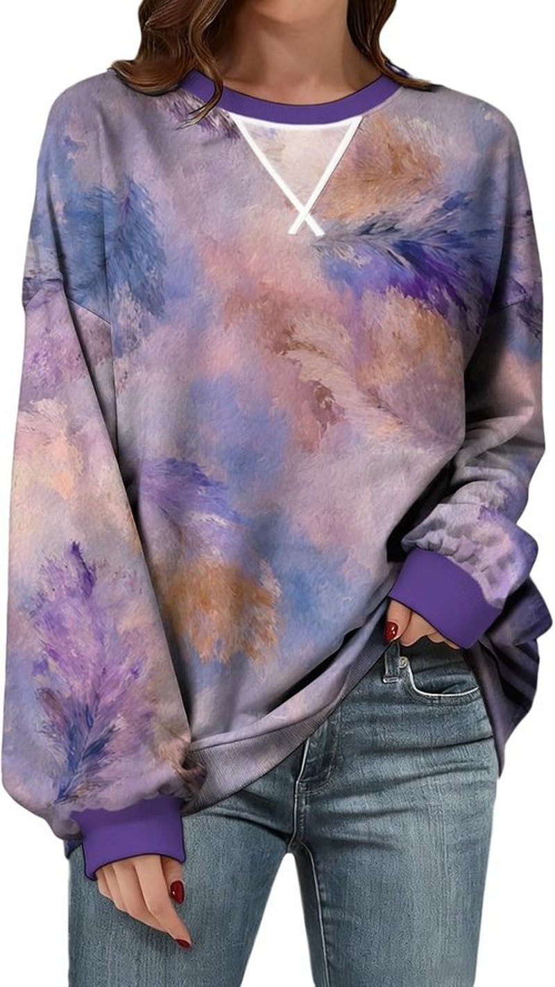 Domirica Spring Retro Graphic Sweatshirt - Women's Oversized Crewneck Pullover in Soft, Comfy Fabric