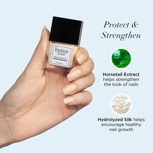 Butter LONDON Nail Foundation Priming Base Coat - Sheer Coverage with Nude, Matte Finish - Nail Strengthener Supports Healthy Nail Growth & Prevents Nail Stains - Cruelty-Free & Gluten Free Nail Care