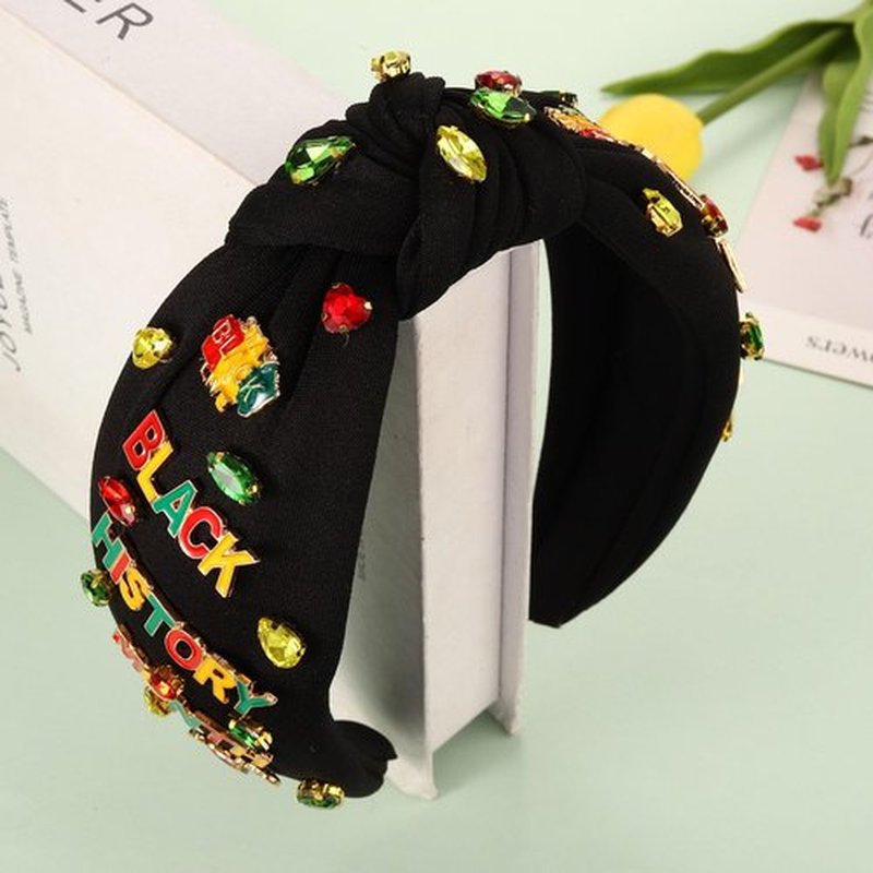 Afro Queen Juneteenth and Black History Month Knotted Headbands - African Heart Map Headband, Hair Accessories and Outfits Gifts (Black E)
