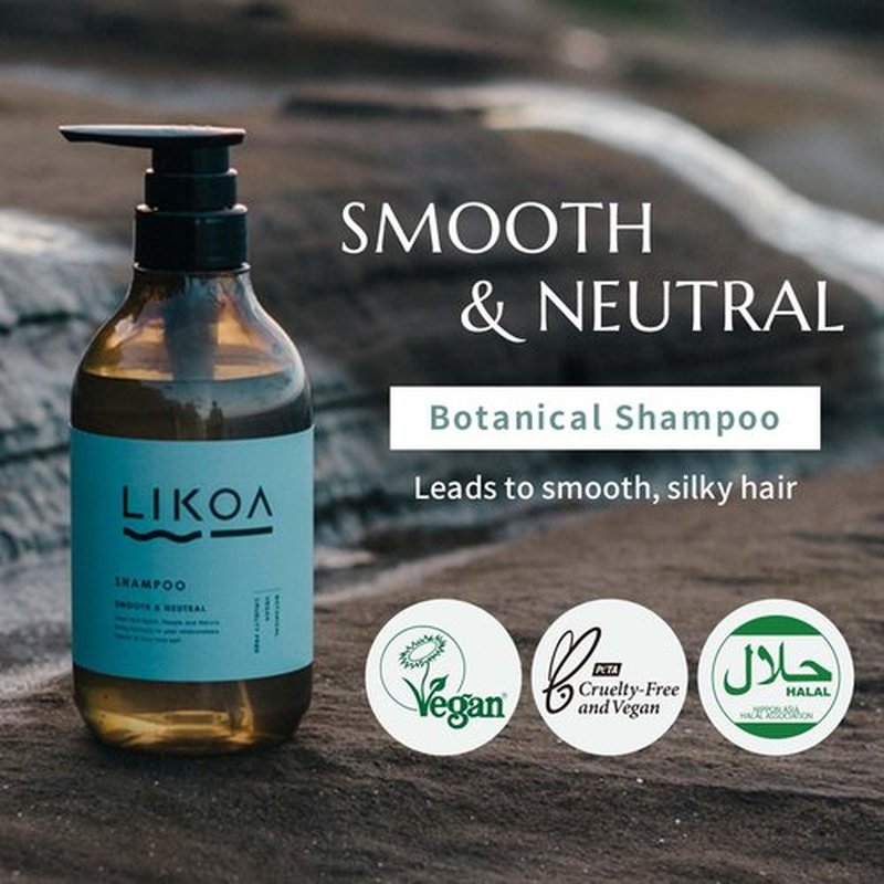 LIKOA Smooth Neutral Shampoo - Vegan & Halal Formula for Fine, Dry Hair | 500mL, White Floral Scent