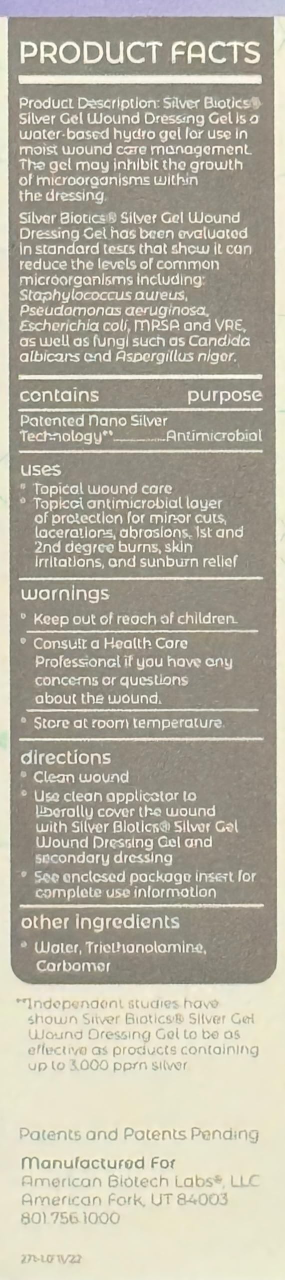 Silver Biotics 24 PPM Silver Wound Healing Gel | Layer of Protection for Cuts, Irritations, and Burns | 1.5 oz