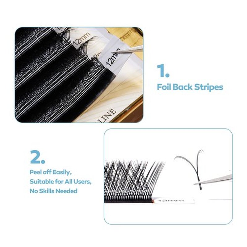 DeceMars Two Tip YY Eyelash Extensions Supplies D Curl 0.07mm Thickness 12mm Soft Lash Trays Premade 4D Easy Fan Y Shaped Volume Clusters Wispy Eye Lashes Black (YY,0.07-D-12mm)
