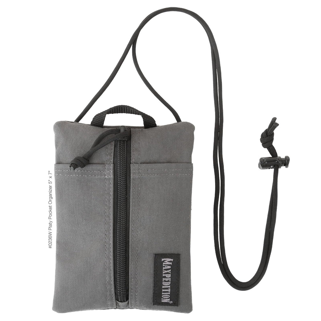 MAXPEDITION Platy Pocket Organizer, Durable EDC Tool Pouch for Men, Neck Wallet with Paracord Lanyard, Holds Flashlight, Multitool, Pen, Notebook (Wolf Gray, 5" x 7")