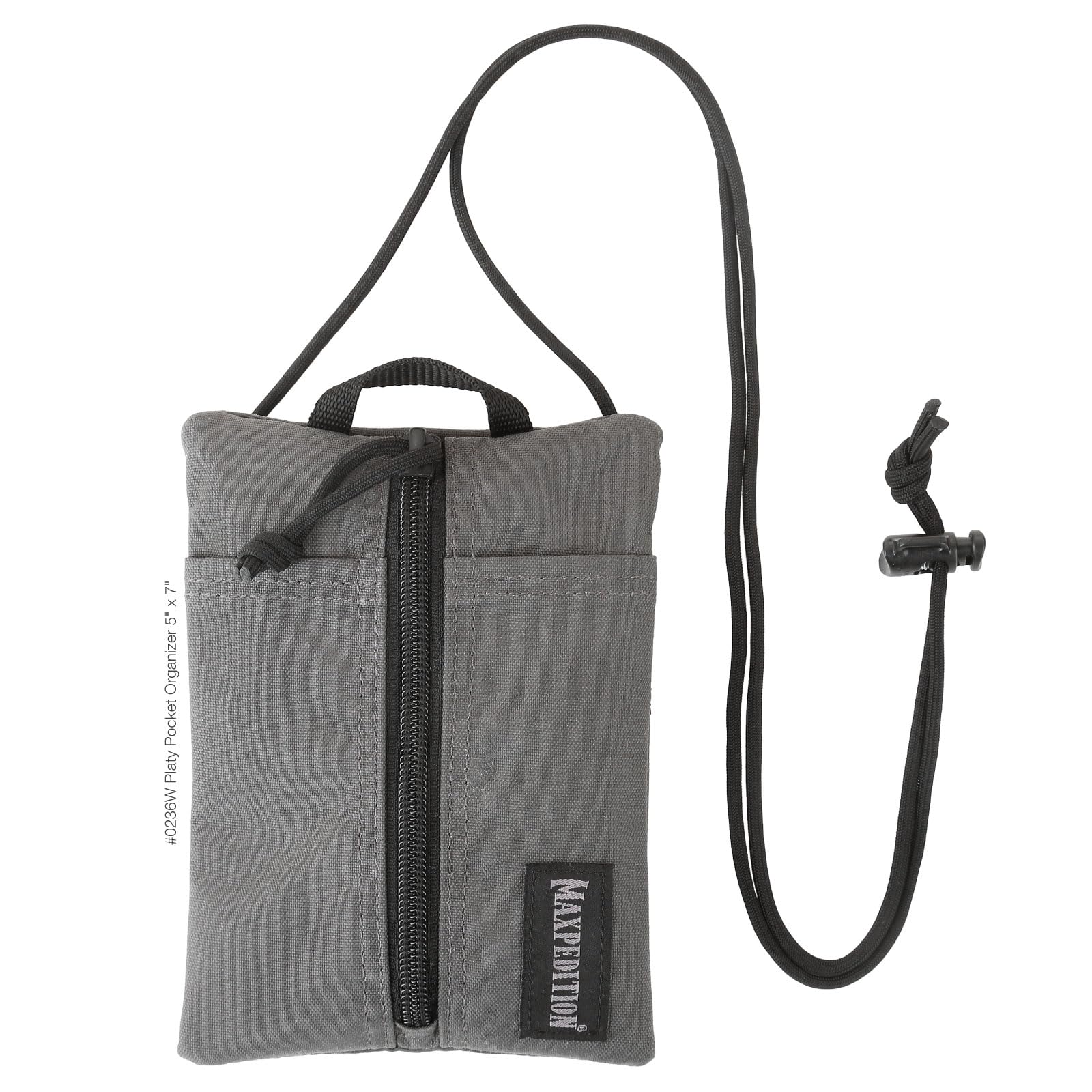 MAXPEDITION Platy Pocket Organizer, Durable EDC Tool Pouch for Men, Neck Wallet with Paracord Lanyard, Holds Flashlight, Multitool, Pen, Notebook (Wolf Gray, 5" x 7")