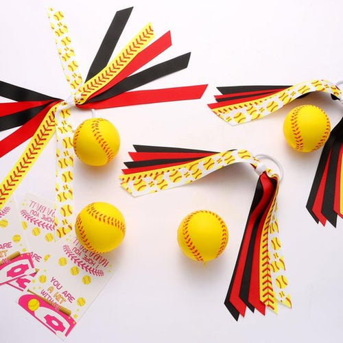 24 Pcs Softball Hair Accessories for Girls, Holder Streamer Elastics, Softball Hair Ties, Softball Ribbon,Softball Scrunchies for Girls Ponytail Holder Scrunchies Gifts