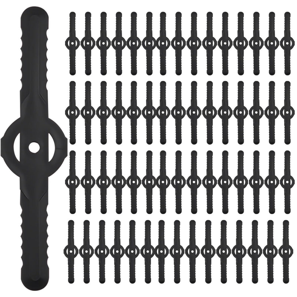 Huakaile 60 Pcs String Trimmer Head Blades Replace, Weed Eater Wacker Blades Plastic Replacement, Universal Weed Warrior Trimmer Head, Cutter Accessories for Grass Trimmer Lawn Mowers (Black)