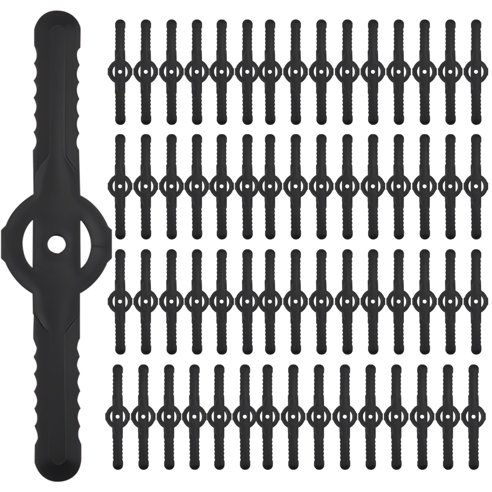 Huakaile 60 Pcs String Trimmer Head Blades Replace, Weed Eater Wacker Blades Plastic Replacement, Universal Weed Warrior Trimmer Head, Cutter Accessories for Grass Trimmer Lawn Mowers (Black)