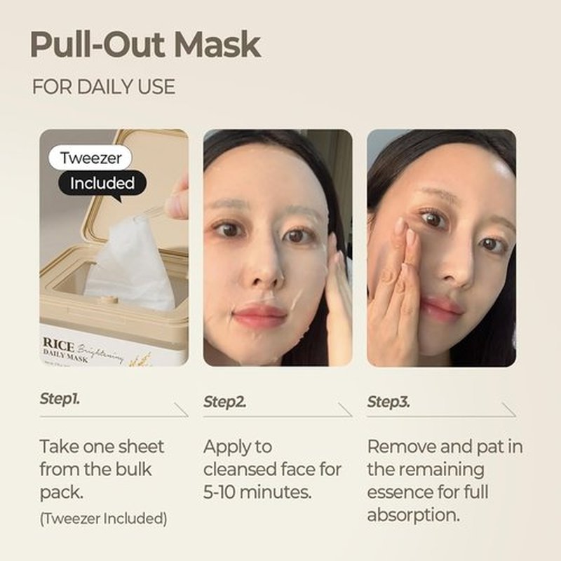 SKINFOOD Rice Daily Sheet Mask - 5-Minute Firming & Nourishing Hydration for Smooth Glass Skin | Bulk Pack (30 Masks)