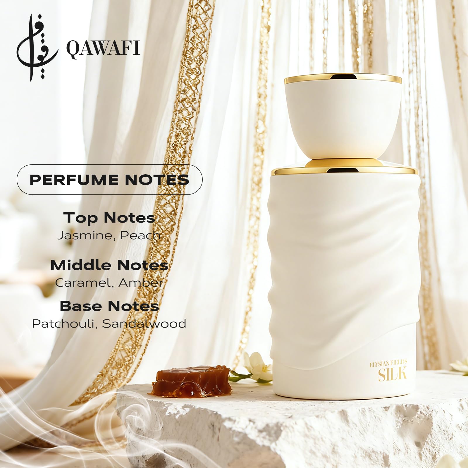 QAWAFI - Elysian Fields-Silk, Floral, Fruity, Gourmand, Vanilla Eau de Parfum Long-Lasting Fragrance for Women, 3.40 Ounce / 100 ml