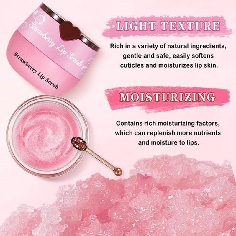 LZXLUKGIR 4PCS Lip Scrub and Mask Set,Strawberry and Honey Pot Lip Balm,Reduces Lip Lines Lip Exfoliator Scrub and Moisturizer,Repair Bee Lip Balm and Lip Scrub Set,Lip Mask Overnight