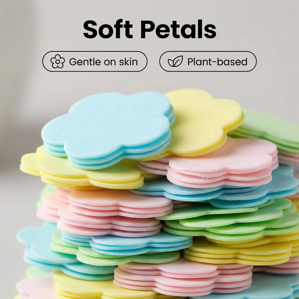 4 Different Scented Mini Fresh Portable Disposable Petal Hand Wash Sheets, Dissolvable Hand Bath Soap, Suitable for Children and Adults, Outdoor, Travel, Camping, 4 Boxes (Approx 400 Sheets)