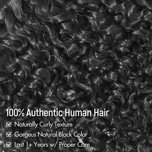 mscoco V Part Wig Human Hair Burmese Curly Glueless Wigs Human Hair Clip In Upgrade U Part Human Hair Wig with Drawstring 180% Density Natural Black 16inch