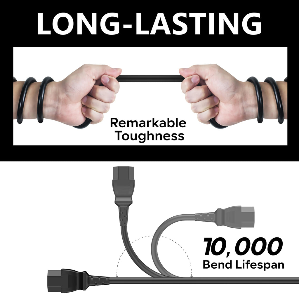 Power Cord Replacement for Treadmills and Computers, Extra Long 8 Feet Cord Compatible with Peloton Tread and Superfit Treadmill, 14 AWG Heavy Duty AC Power Supply Cable, Universal 3 Prong
