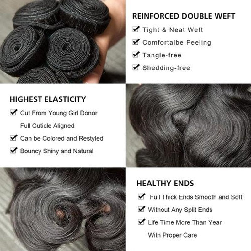 SDDRSRA 12A Human Hair Bundles 18 20 22 24 Inch Body Wave 100% Unprocessed Hair Deals Extensions Quick Weave Human Hair Natural Black Color