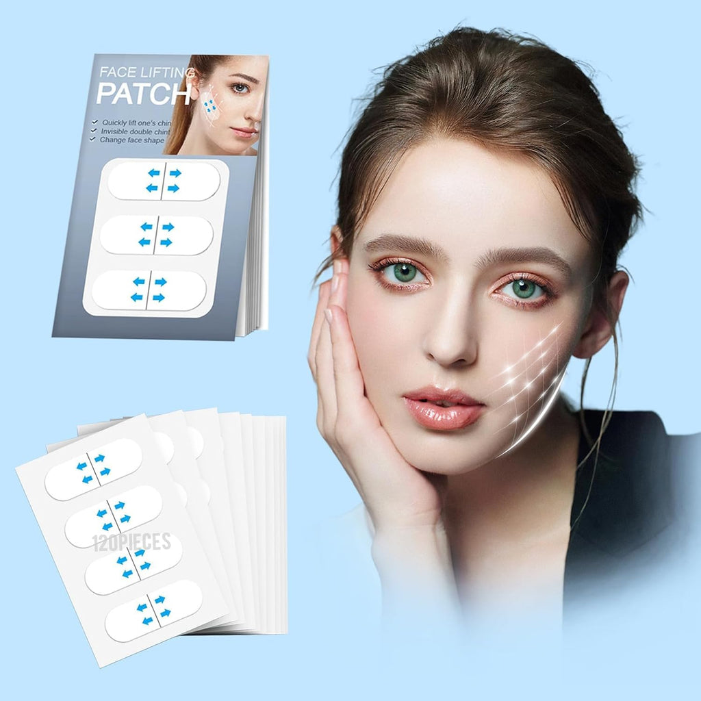 ZZBUY 120 Pcs Face Tape Lifting Invisible Sticker, Instant Face Lifter Straps Facial Tape Tightening and Lifting Bandage for Lifting Sagging Skin & Jowls, Clear