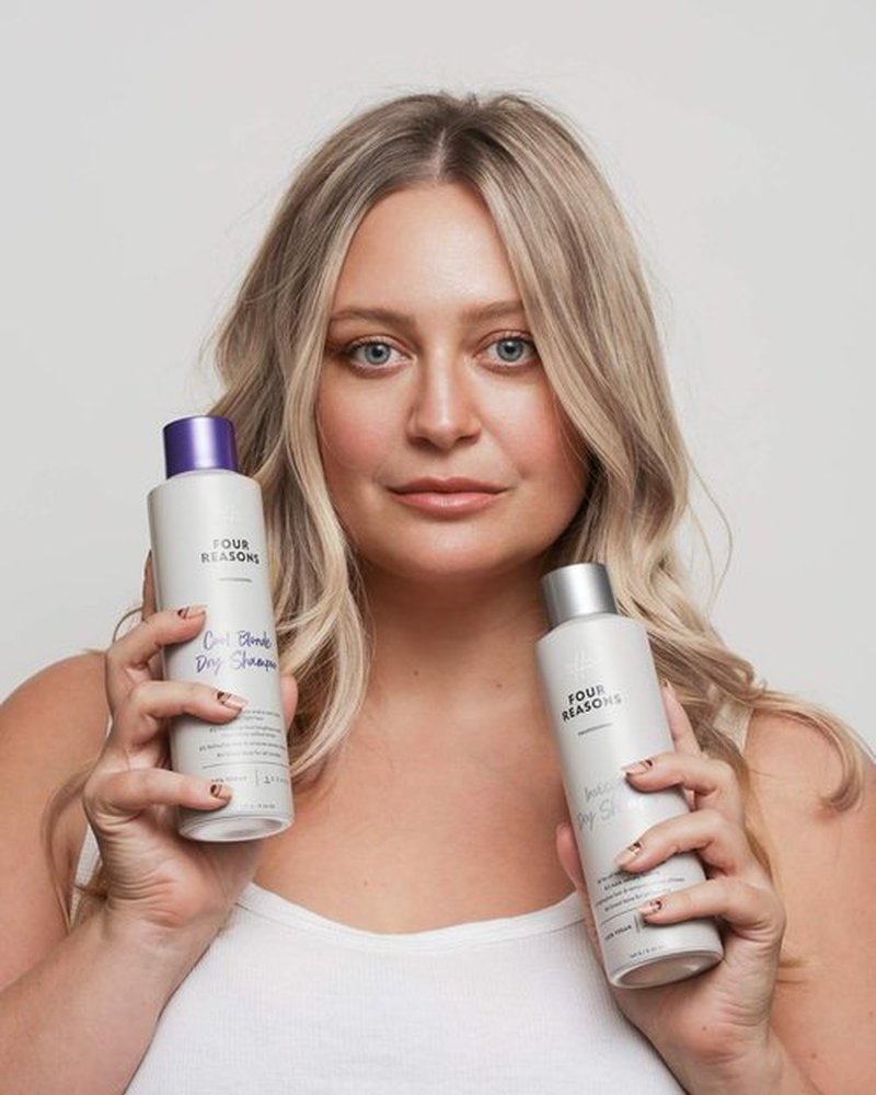 FOUR REASONS Cool Blonde Dry Shampoo - Tinted Spray for Blonde Hair | Neutralizes Brassiness & Adds Volume - 5.3 oz