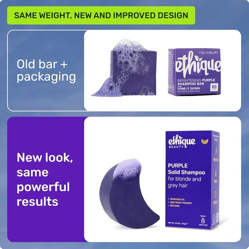 Ethique Purple Shampoo Bar - Tones Brassy Hair, Plastic-Free & Vegan | 3.88 oz - Formerly Tone It Down