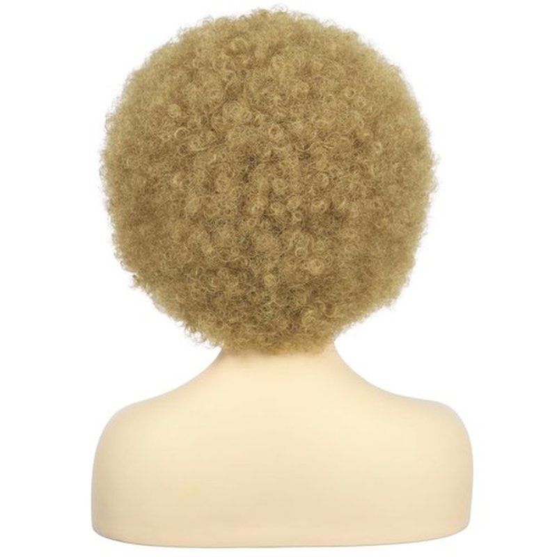 karlery Adult Women Short Curly Blonde Afro 70s Kinky Disco Wig Heat Resistant Synthetic Fiber Fluffy Natural Looking Costume Halloween Party Wig