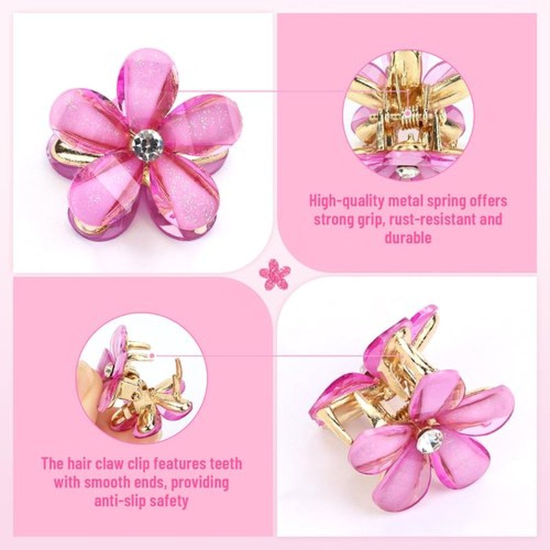 Dizila 40 Pieces 2cm/0.8" Small Mini Crystal Flower Hair Claws Clips Floral Hair Barrettes Hair Accessories for Women Girls Teens Kids Toddlers