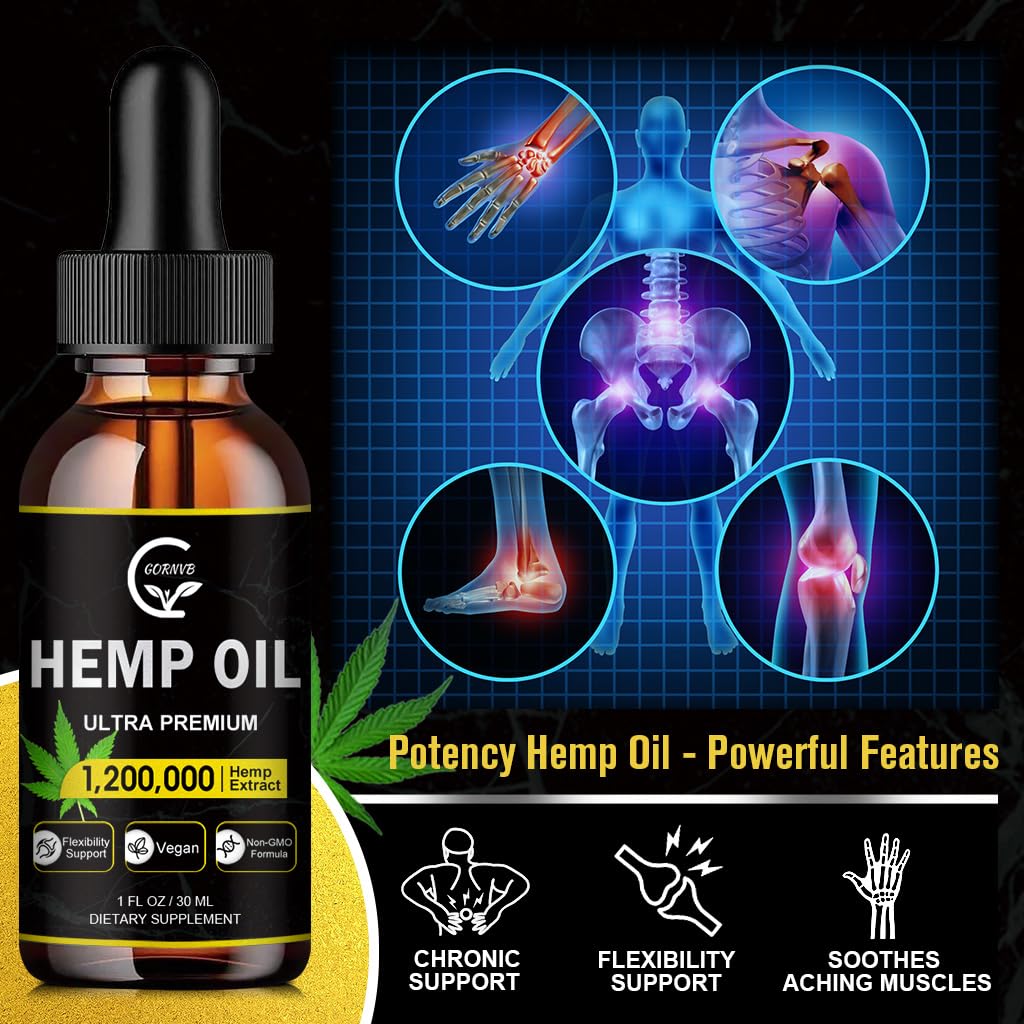 (4-Pack) High Potency Hemp Oil - Maximum Strength, Immune System Support, Focus Calm, Relaxation, Mood, Pure Extract, Organic, Vegan, Non-GMO