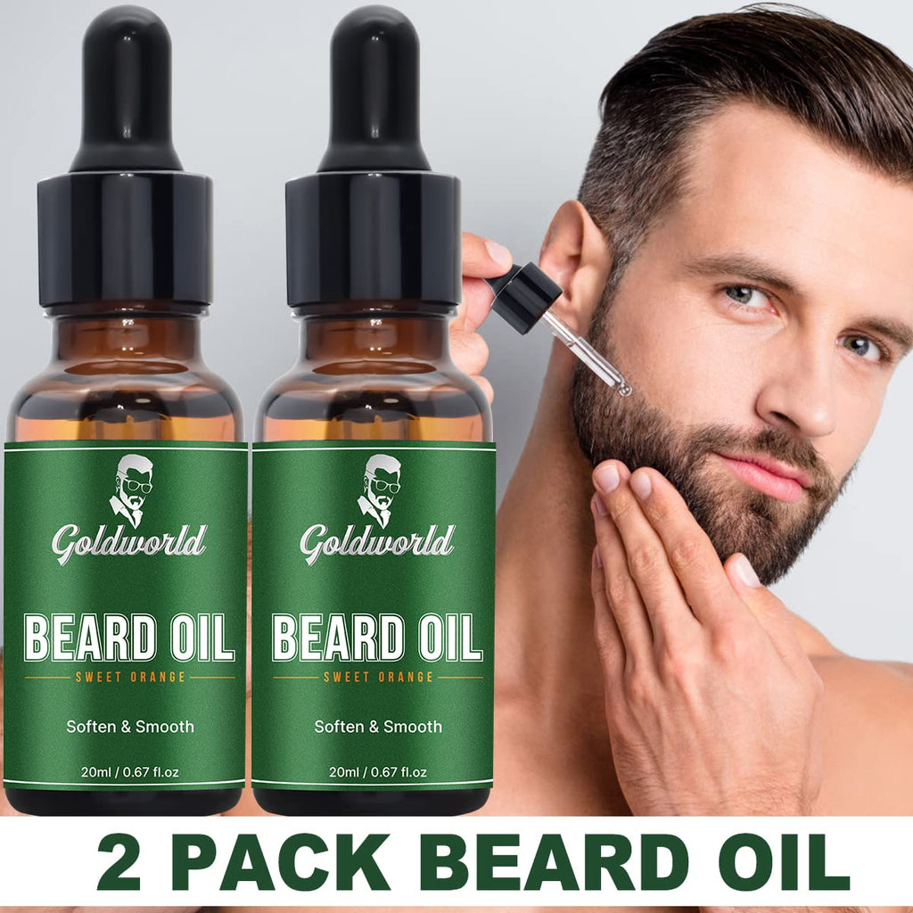 Beard Kit,Beard Grooming Kit w/2 Pack Beard Oil&2 Pack Beard Balm,Christmas Stocking Stuffers Gifts for Men Him Husband Dad Boyfriend,Shaving Kit w/Beard Wash Comb Brush