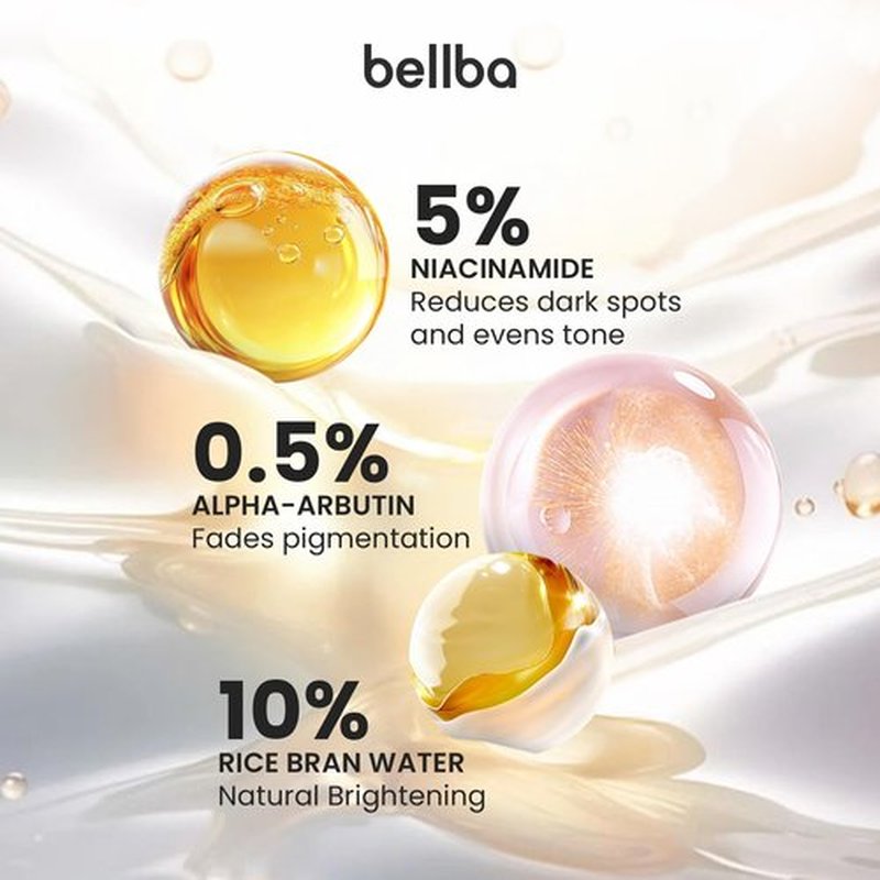 BELLBA Dewy Rice Essence Korean Serum for Face - K-beauty Skincare Rice Serum - Get Even Tone and Glass Skin - Hydrating, Lightweight, Non-Comedogenic (1 fl.oz)